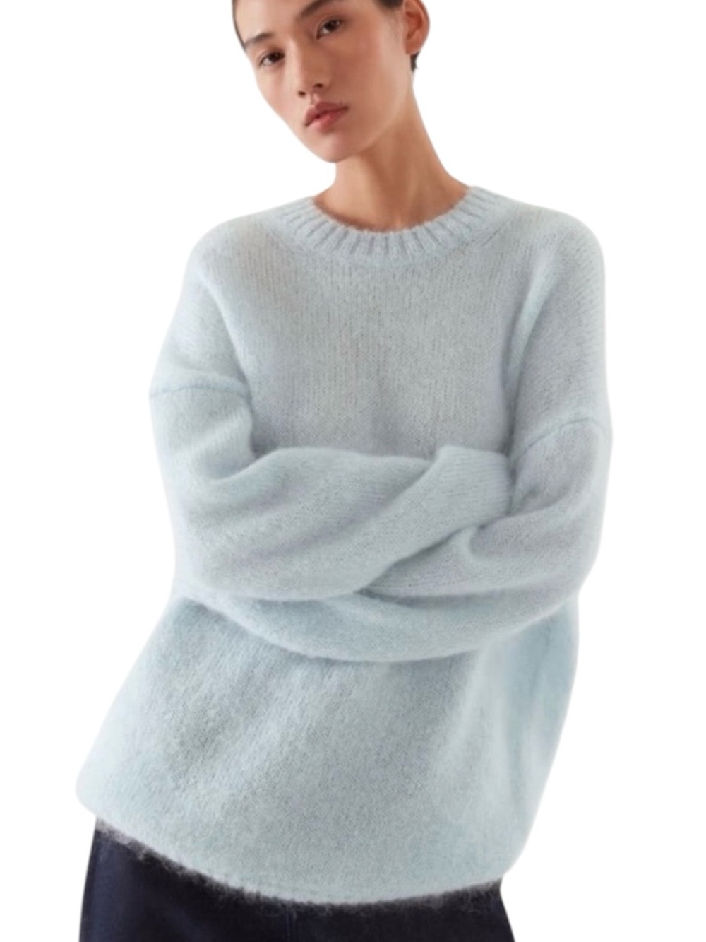 COS Mohair Wool Oversized Jumper M Light Blue Crewneck Cozy Sweater Minimalist - Picture 13 of 13